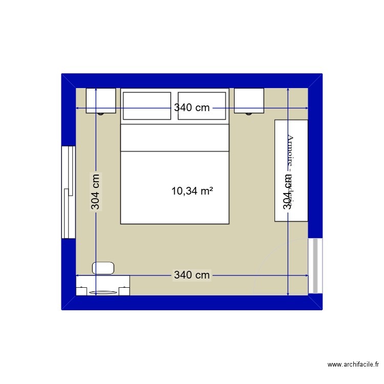 CHBREM. Plan de 1 pièce et 10 m2