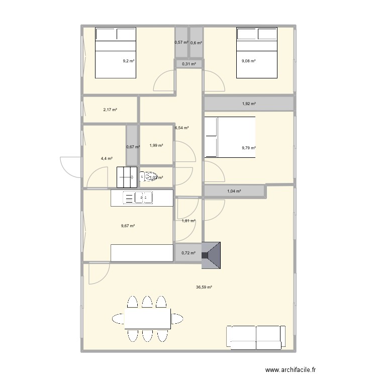 .Maison Nico. Plan de 18 pièces et 98 m2