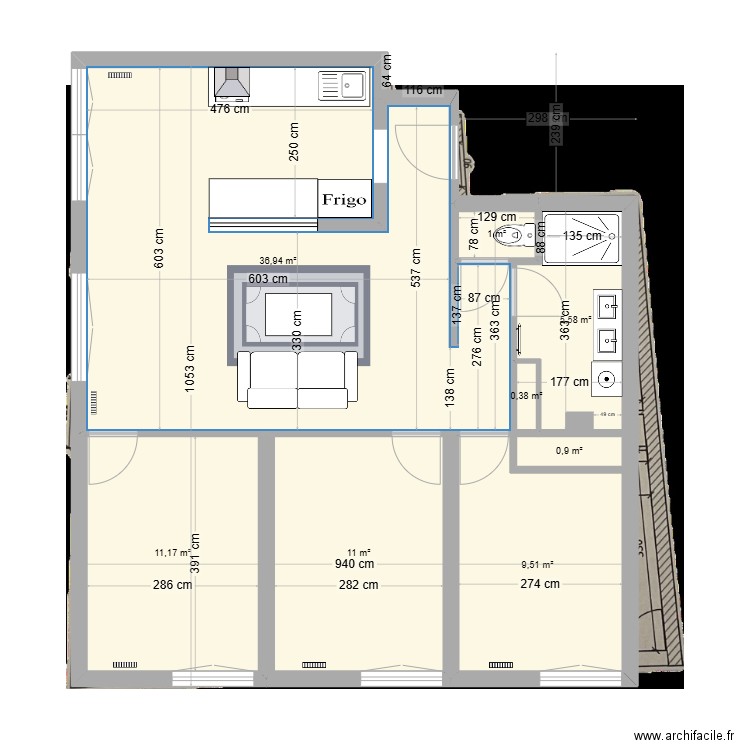 Appart tram calypso 14etage 18-02-25. Plan de 8 pièces et 76 m2