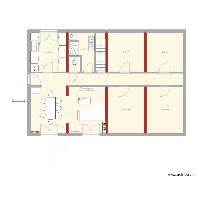 Malecroix. Plan de 9 pièces et 95 m2