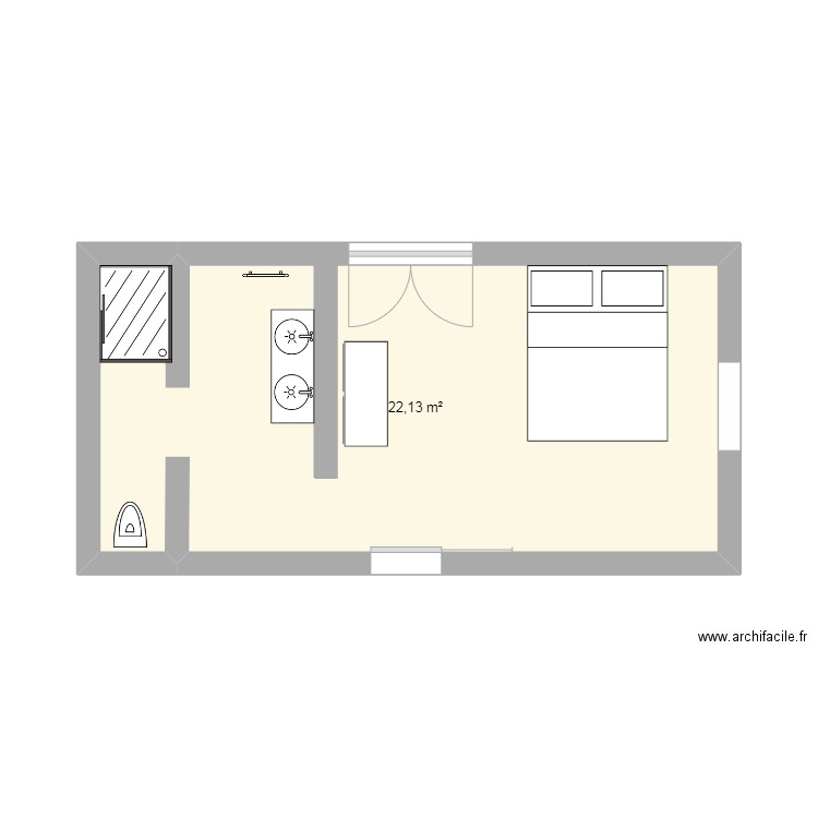 suite parentale l'Escala. Plan de 1 pièce et 22 m2