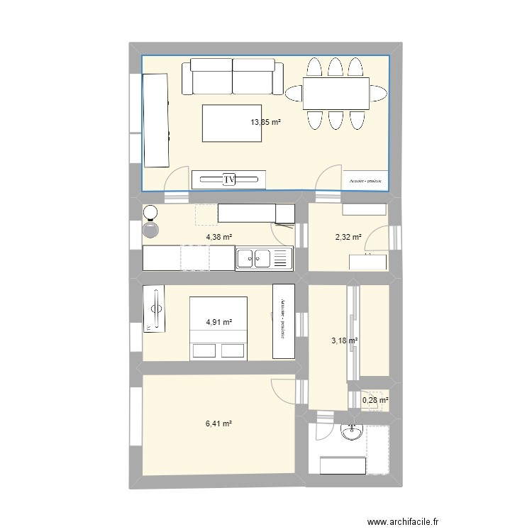 maison. Plan de 7 pièces et 35 m2