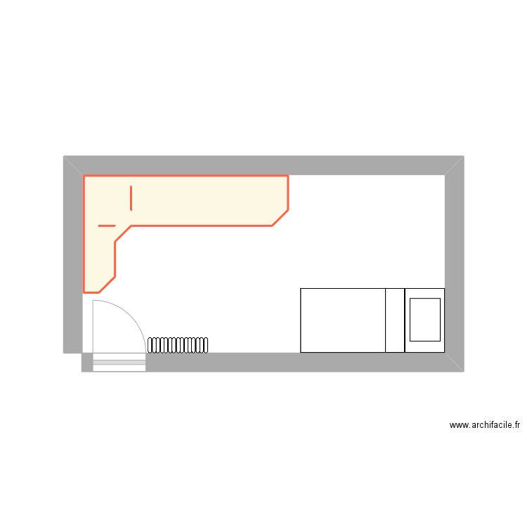 bureau. Plan de 1 pièce et 2 m2