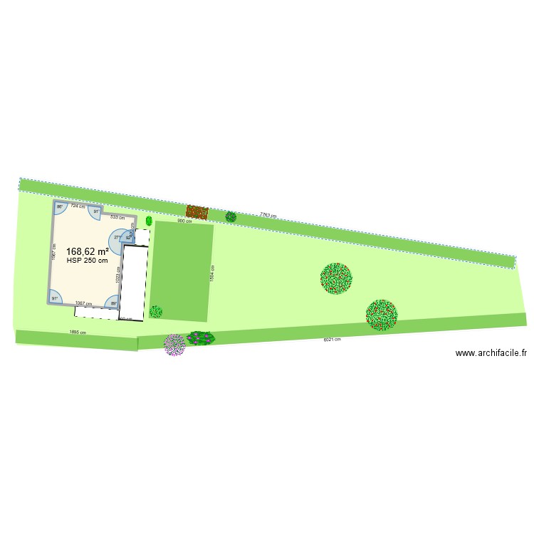 Jardin nu. Plan de 1 pièce et 169 m2