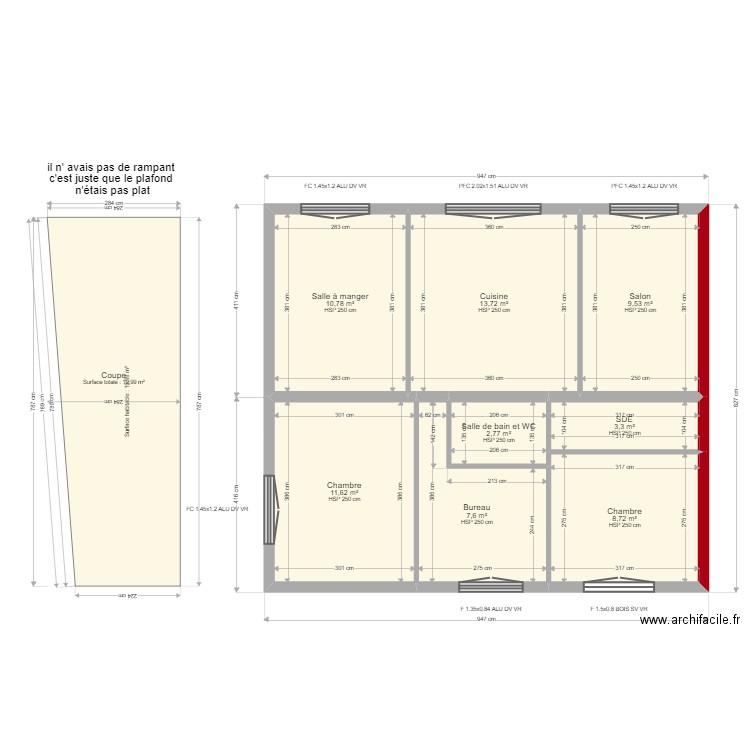 Omourca Aylena. Plan de 8 pièces et 68 m2