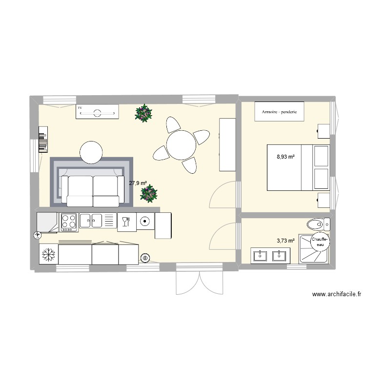 dependance st gilles 36170. Plan de 3 pièces et 41 m2