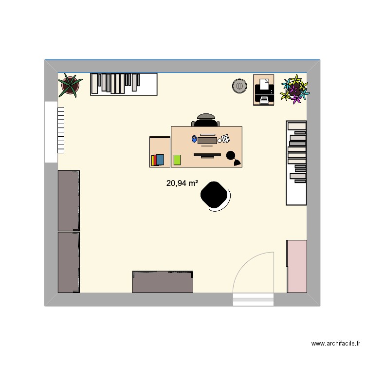 Bureau. Plan de 1 pièce et 21 m2