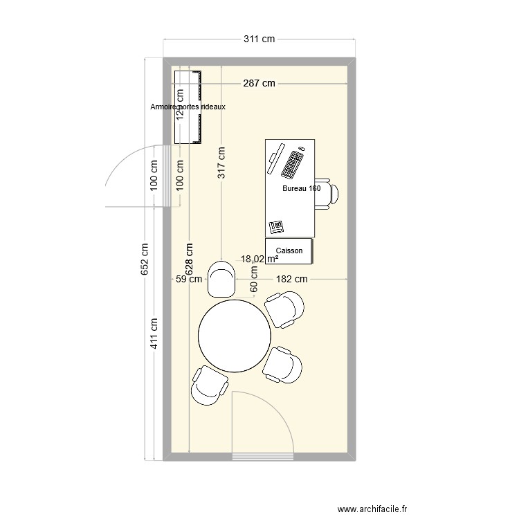 4023. Plan de 1 pièce et 18 m2