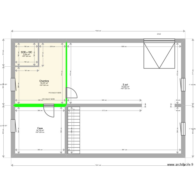 ML25000553 . Plan de 13 pièces et 211 m2