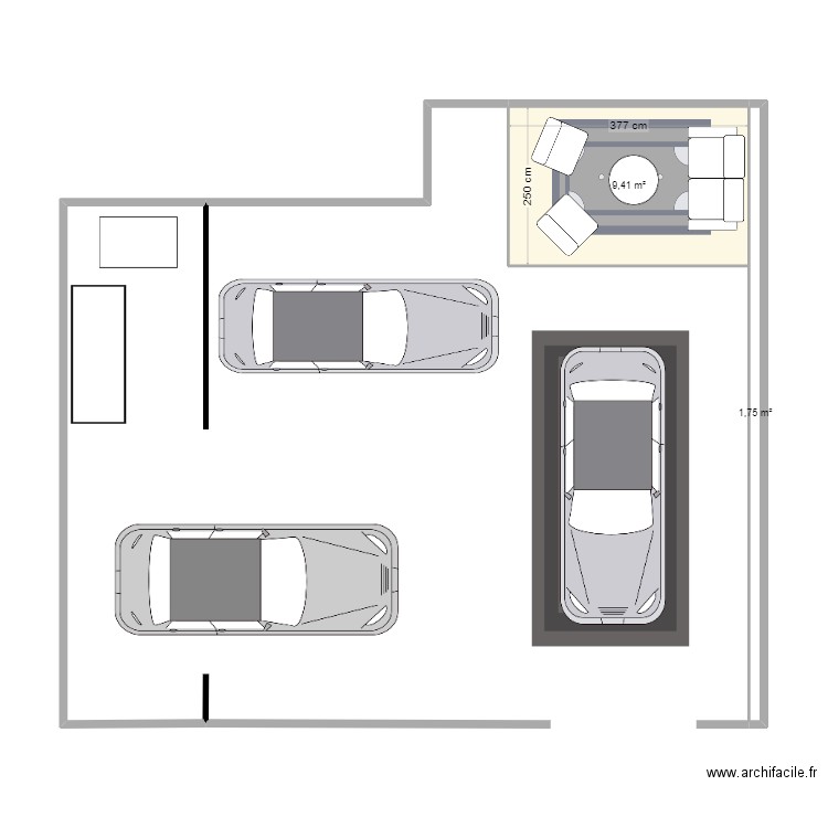 Garage. Plan de 2 pièces et 11 m2