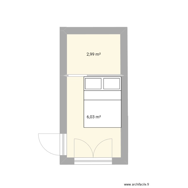 Solène . Plan de 2 pièces et 9 m2