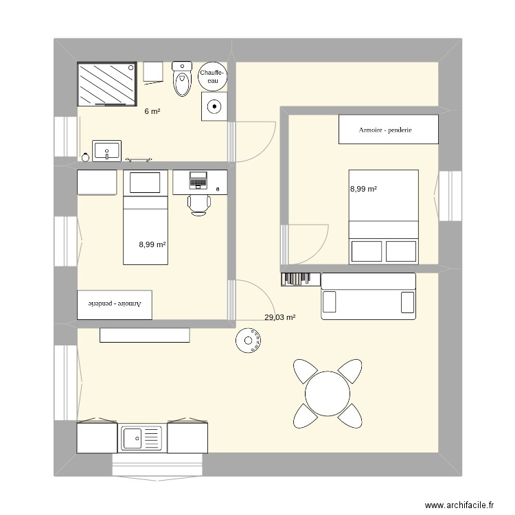 Sur mesure. Plan de 4 pièces et 53 m2