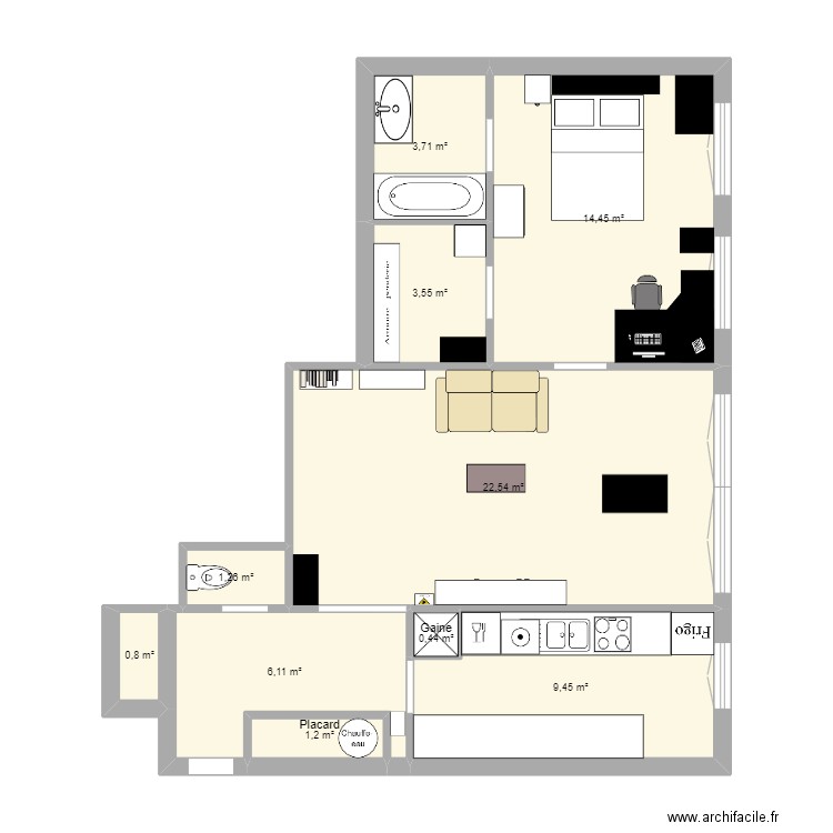 Le vauban 3. Plan de 10 pièces et 64 m2