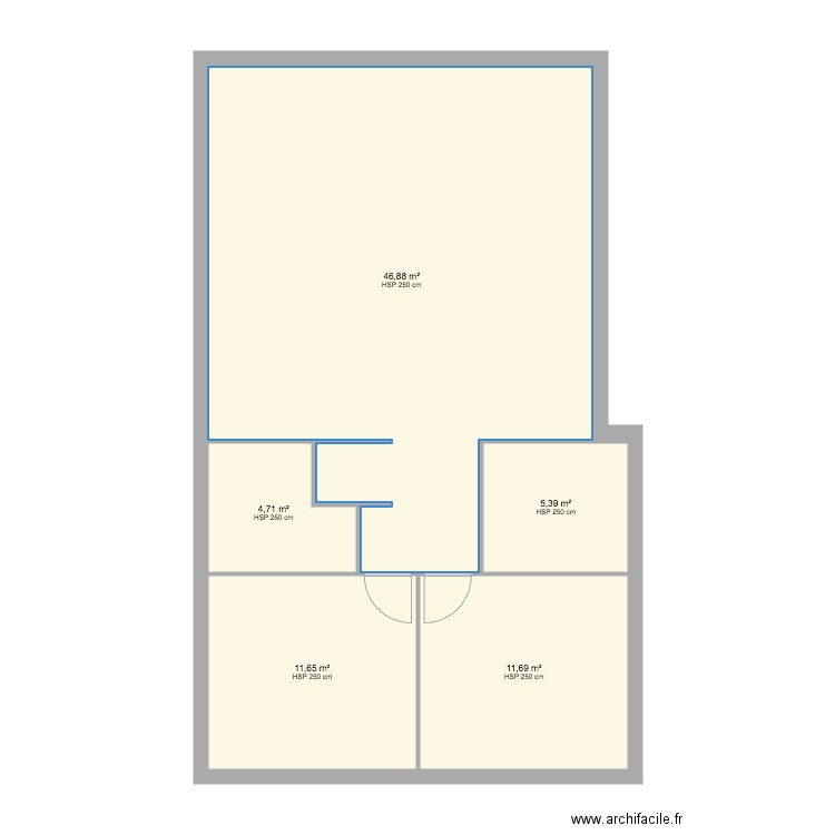 Appartement Zozzi. Plan de 5 pièces et 80 m2