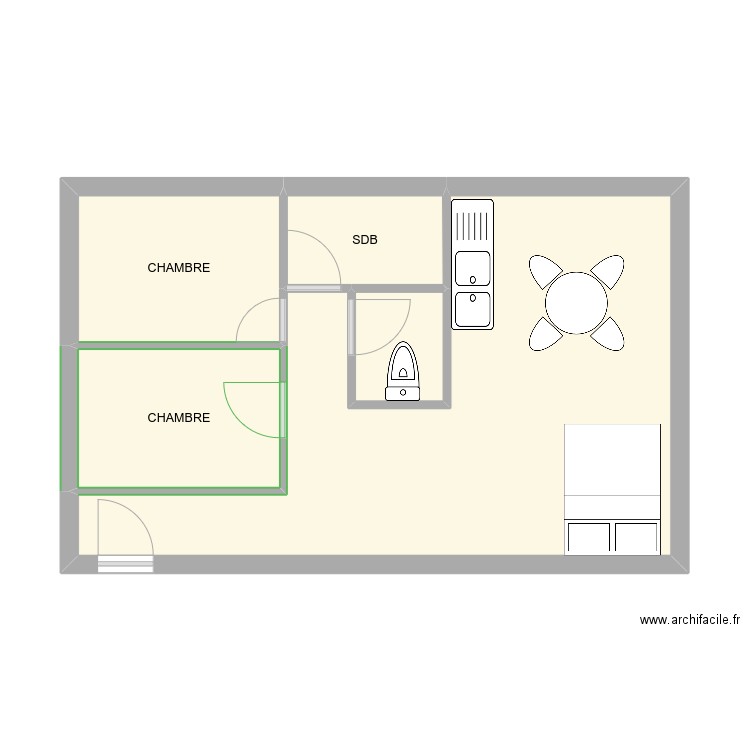 52 kennedy. Plan de 5 pièces et 42 m2