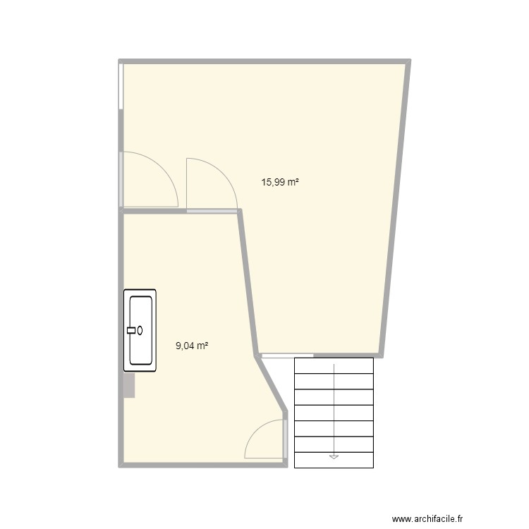 TRANS R0. Plan de 2 pièces et 25 m2