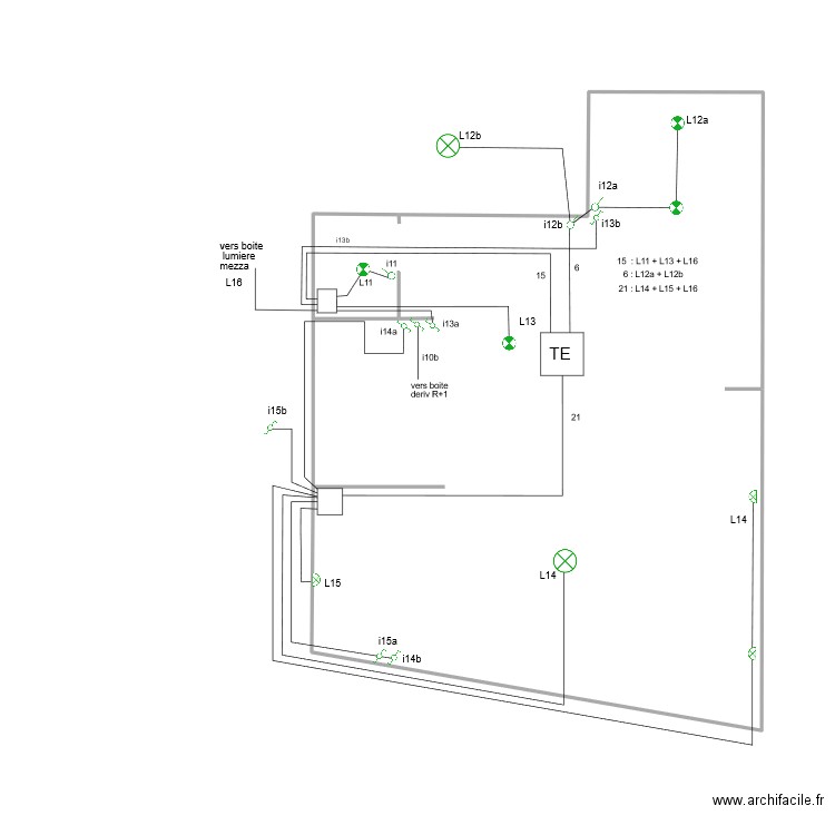 ECLAIRAGE R+2. Plan de 1 pièce et 46 m2