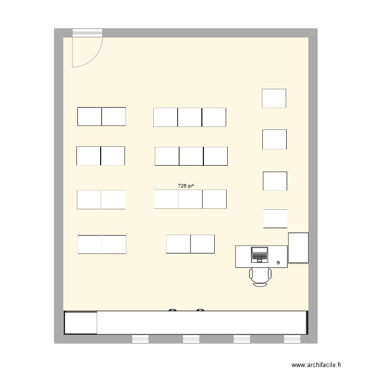 classe de math. Plan de 1 pièce et 67 m2