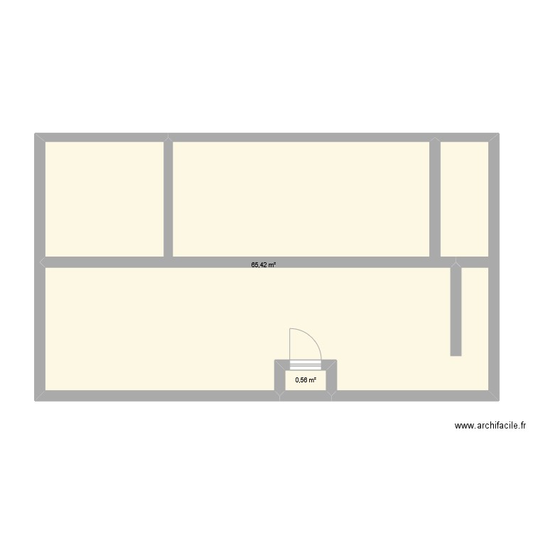 RC Les ponts de ce. Plan de 2 pièces et 66 m2