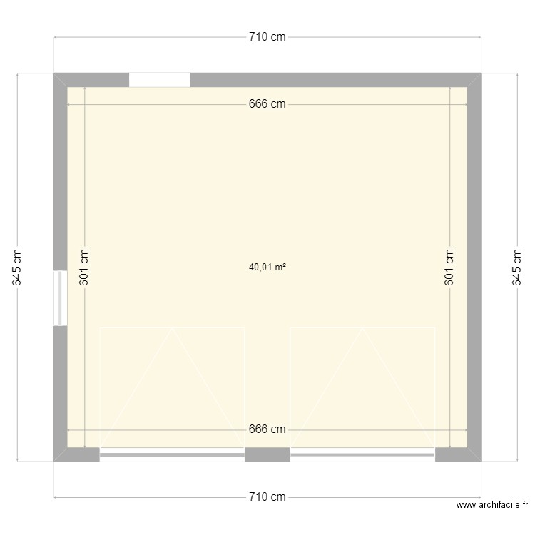 garage. Plan de 1 pièce et 40 m2