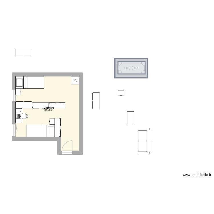 Chambre Alouettes. Plan de 1 pièce et 22 m2