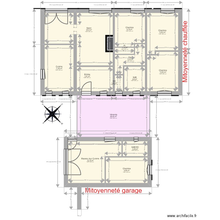 GRAINE Aicha. Plan de 14 pièces et 141 m2