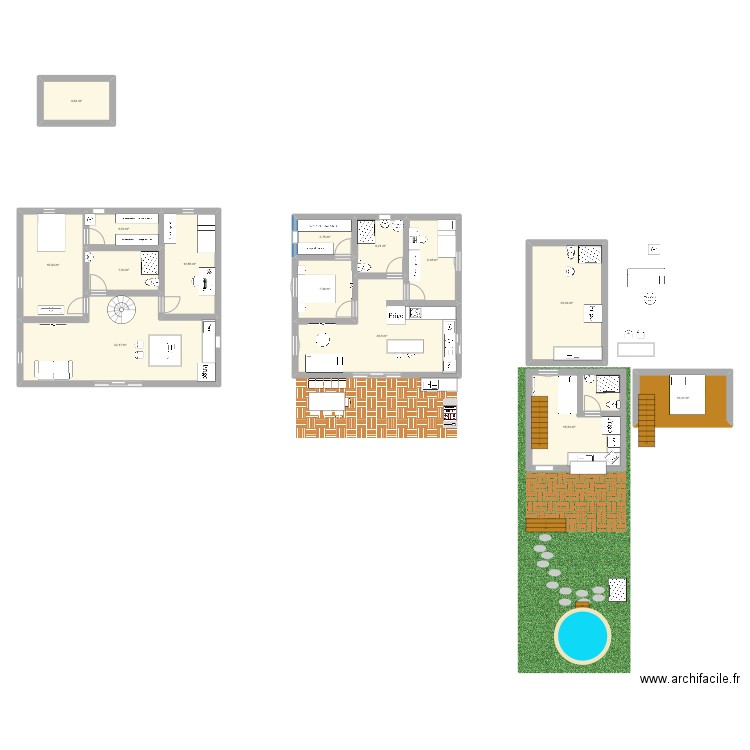 Villa et Bungalow. Plan de 15 pièces et 185 m2