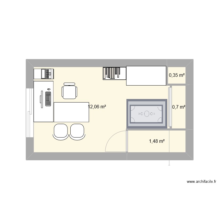 Bureau vence v1. Plan de 4 pièces et 15 m2