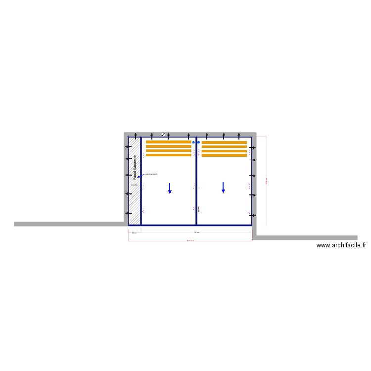 Pizzeti V2. Plan de 5 pièces et 54 m2