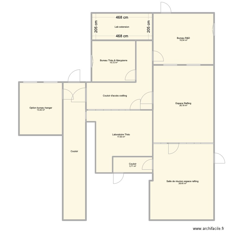 Espace laboratoire Théo. Plan de 10 pièces et 164 m2