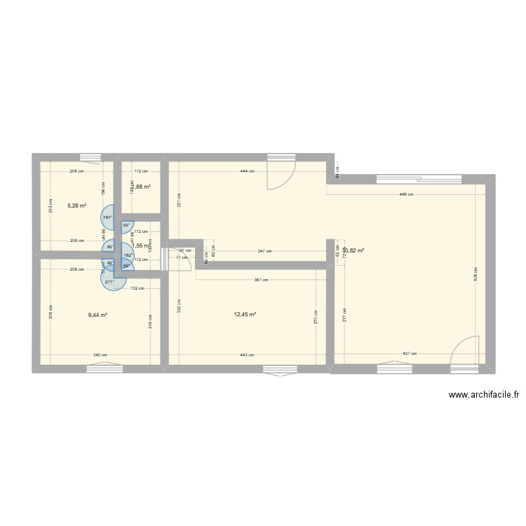 Maison. Plan de 6 pièces et 64 m2