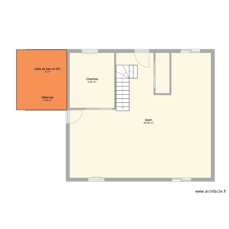 montagny. Plan de 4 pièces et 74 m2