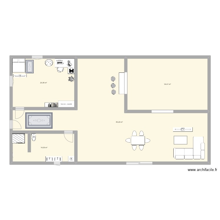 hf j. Plan de 4 pièces et 159 m2