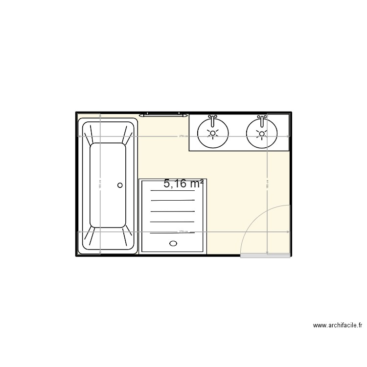 Salle de bain Sarrazin. Plan de 1 pièce et 5 m2