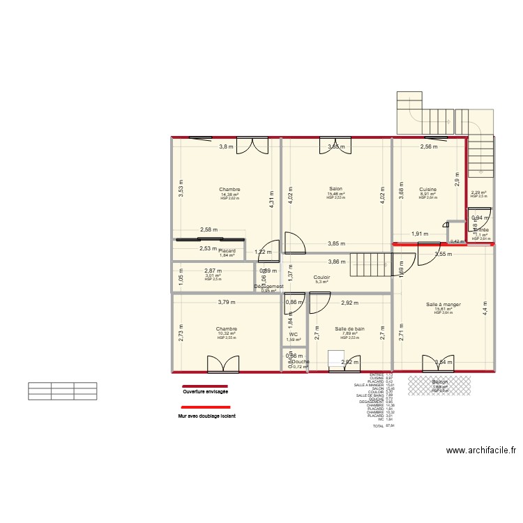 17 AV PLAN REEL bis. Plan de 16 pièces et 91 m2