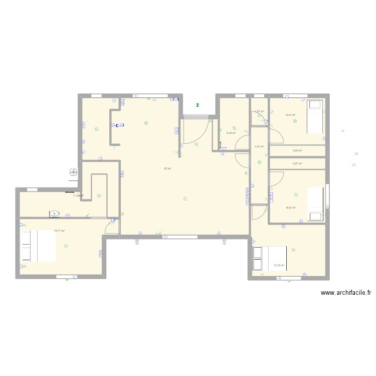 HAMED. Plan de 11 pièces et 129 m2