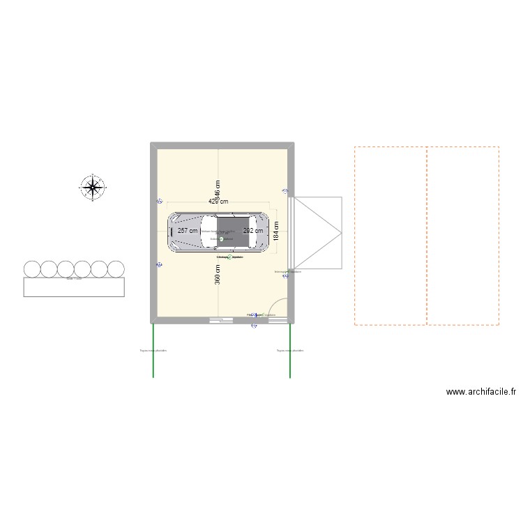 garage2. Plan de 1 pièce et 39 m2