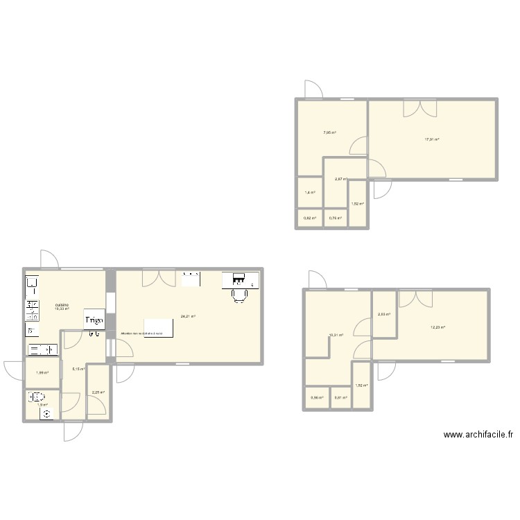 Asier - Cocottes et Griottes. Plan de 19 pièces et 107 m2