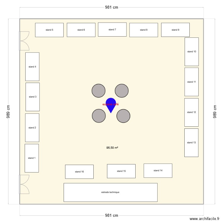 plan de salle afd. Plan de 1 pièce et 97 m2