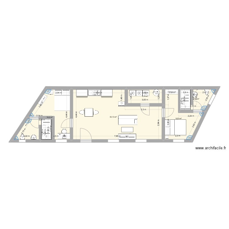 Projet L1. Plan de 5 pièces et 62 m2