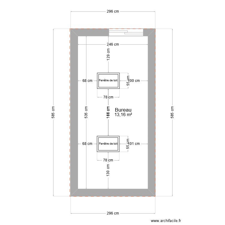 extension. Plan de 1 pièce et 13 m2