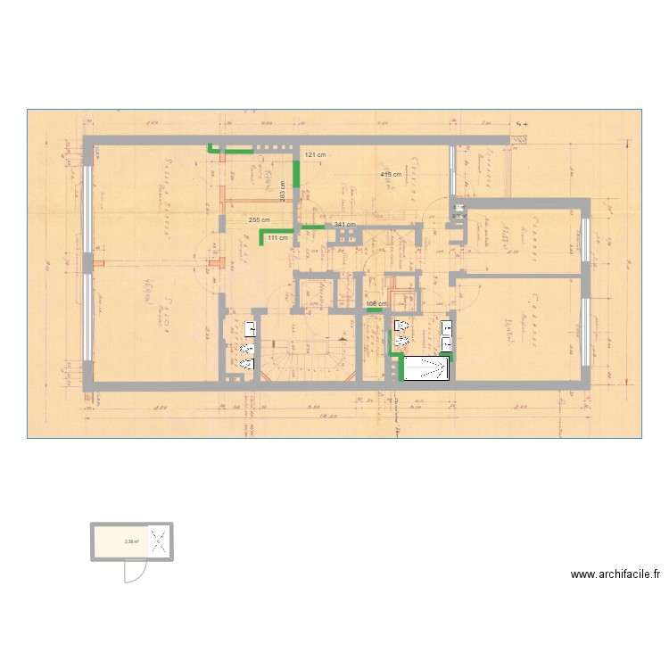 max_origine_Cugina_bagni2. Plan de 3 pièces et 4 m2