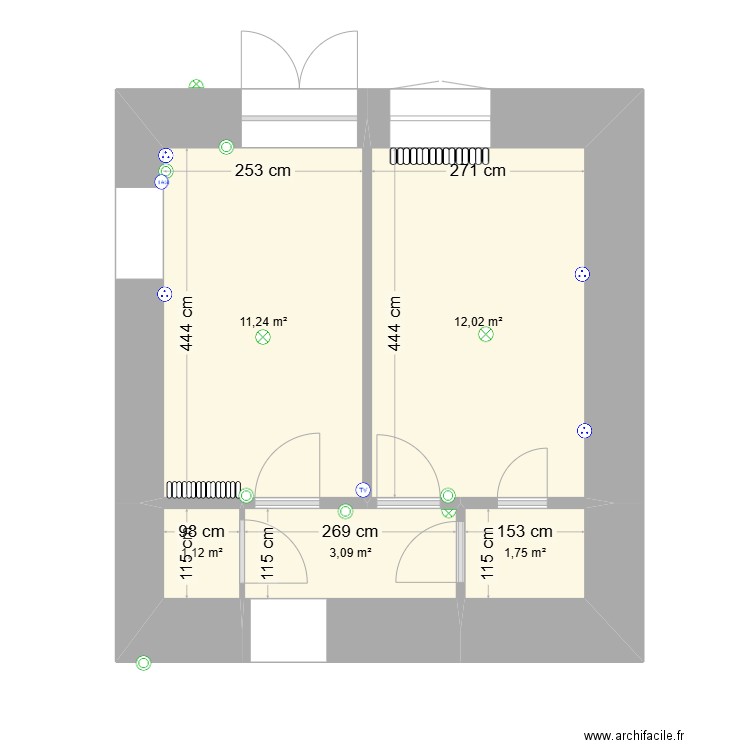 Travaux 2025 rdc avant travaux. Plan de 5 pièces et 29 m2