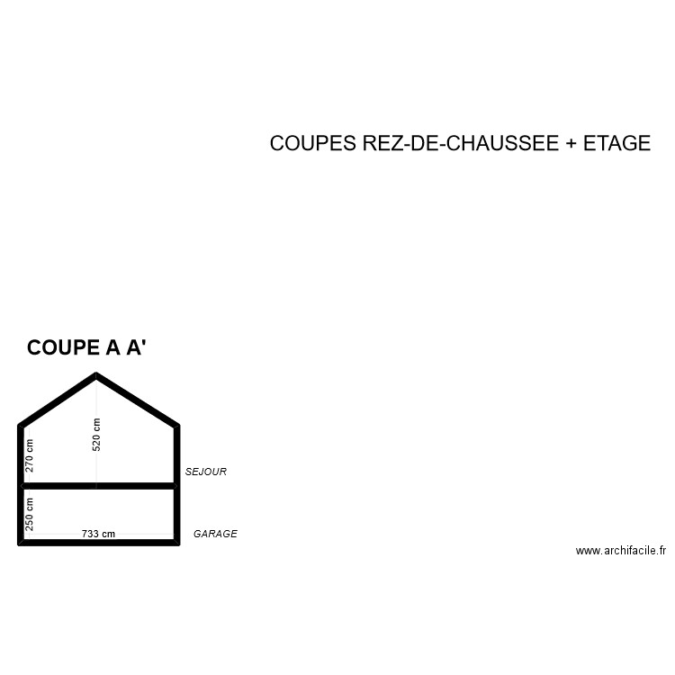 plan coupe. Plan de 2 pièces et 47 m2