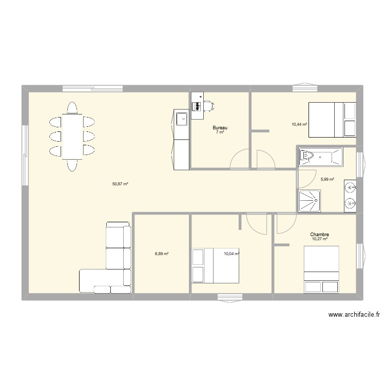 Maison 1. Plan de 7 pièces et 102 m2