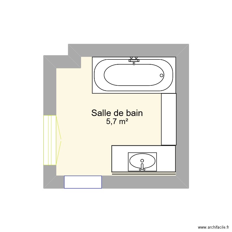 salle de bain. Plan de 1 pièce et 6 m2