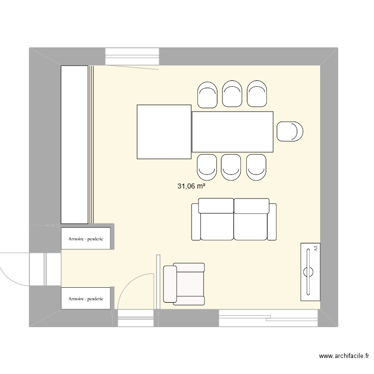 plan rénovation faceboock 2. Plan de 1 pièce et 31 m2