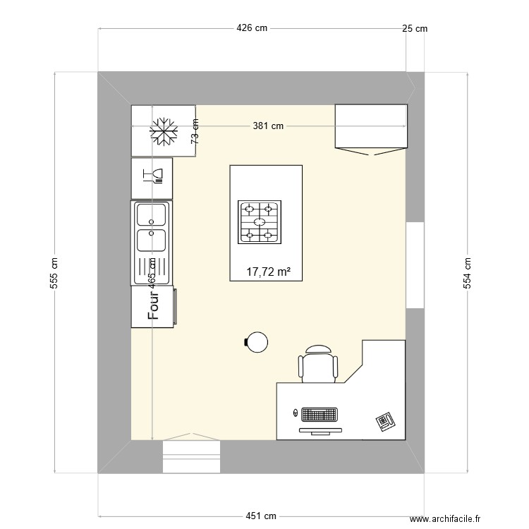 GRECE - CUISINE NEW - ILOT. Plan de 1 pièce et 18 m2