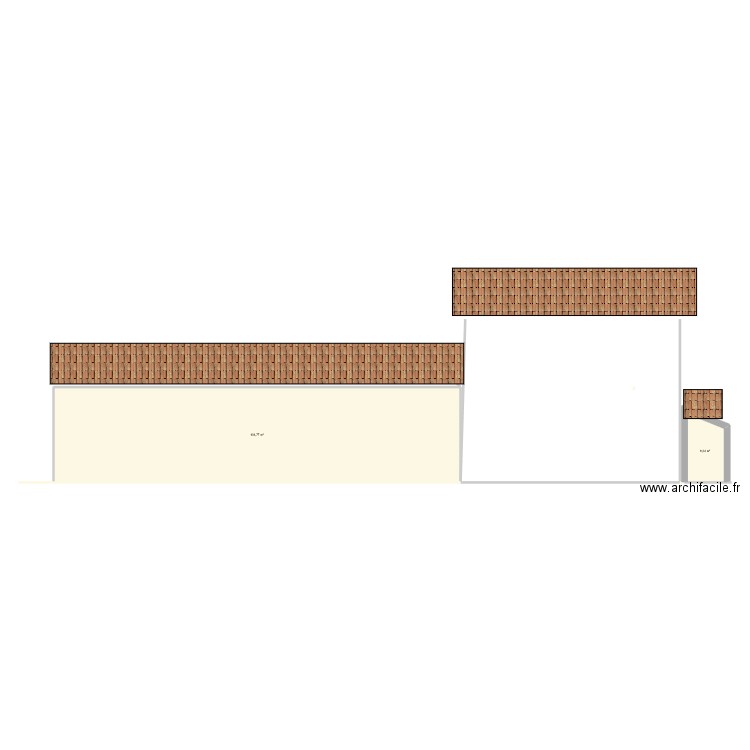 façade chemin. Plan de 2 pièces et 111 m2