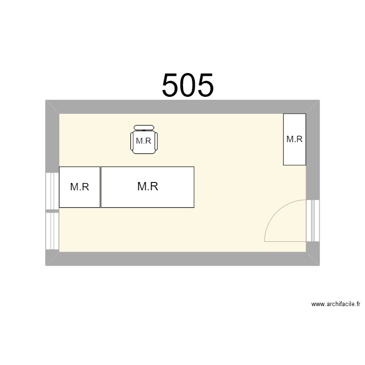 Bureau R 505 - M.ROCCI. Plan de 1 pièce et 13 m2